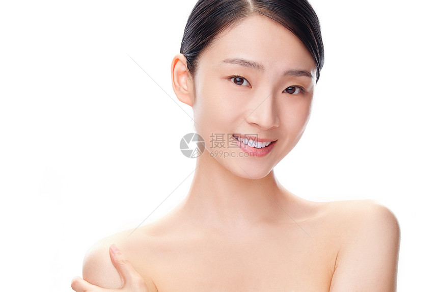 水平构图亚洲人头和肩膀青年美女肖像图片