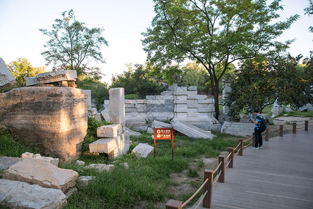 纪念石古典式草旅游北京圆明园背景