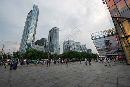 海报英文北京城市建筑购物广场背景