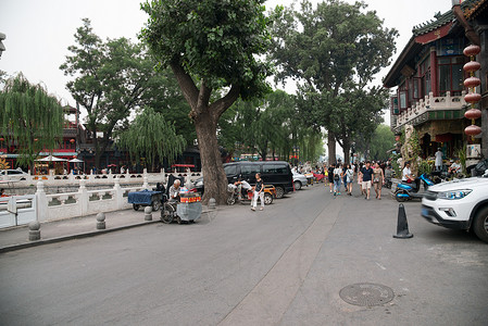 民俗商业街栏杆摄影东亚北京后海酒吧街背景