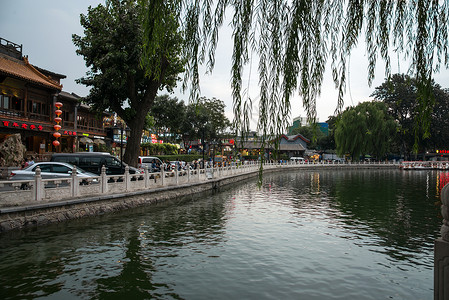 什刹海酒吧城市生活商业街城市北京后海酒吧街背景