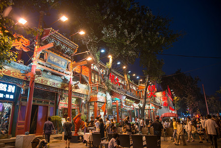 北京夜生活北京城市建筑购物广场背景