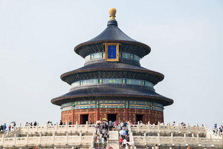 水平的游客天空水平构图远古的北京天坛公园背景