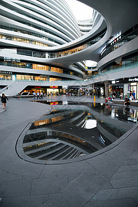 北京银河SOHO的内部场景购物中心高清图片素材