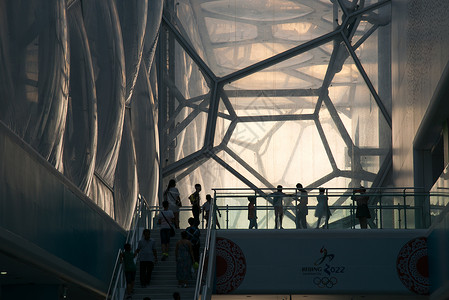 北京游泳中心水立方内景背景图片