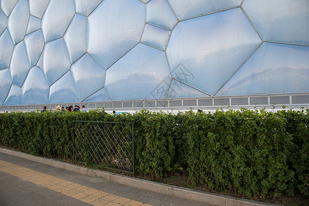 北京奥体国内著名景点建筑游泳馆北京游泳中心水立方背景