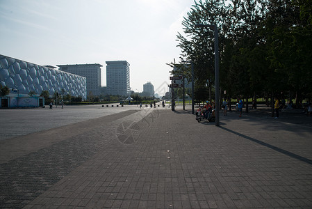 奥体中心广场北京游泳中心水立方背景图片