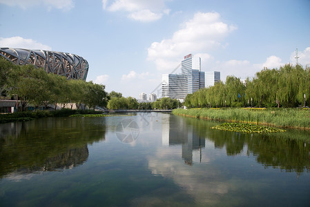 2008北京奥运天空国际著名景点北京体育馆鸟巢背景