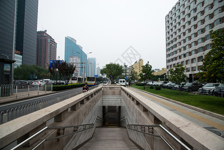 地下通道路北京城市建筑和道路背景