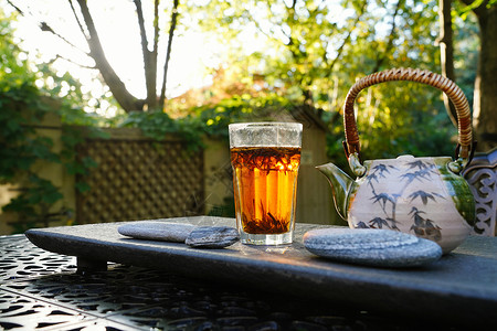 休闲享乐茶壶茶杯背景图片