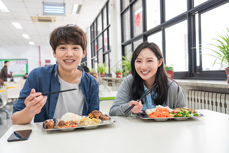 健康食堂大学生在食堂里用餐背景