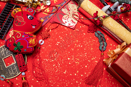 鼠年包装盒传统节日十二生肖节日新年静物背景