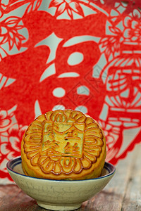 剪纸中秋节中秋节月饼创意摆拍背景