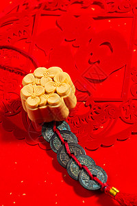 剪纸中秋节中秋节月饼创意组合拍摄背景