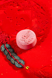 剪纸中秋节中国传统节日中秋节吃月饼背景