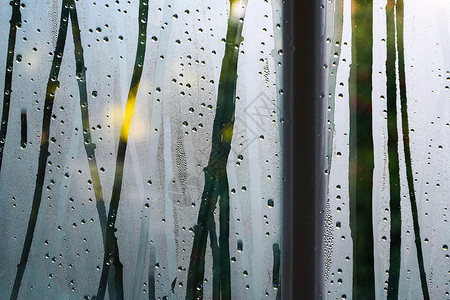 格子太阳素材无人雨后的窗户背景
