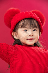 祝福传统文化人幸福的小女孩半身像特写图片