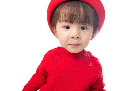 欢乐玩耍文化穿红衣戴红帽的可爱小女孩图片