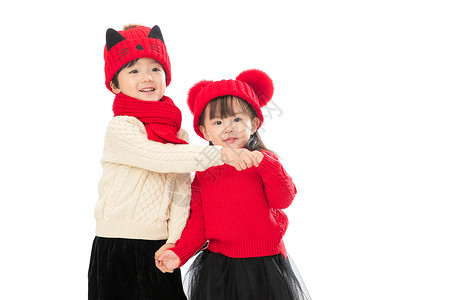 毛衣喜庆快乐两个小朋友庆祝新年图片