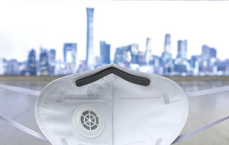 空气面具城市背景下的N95口罩背景