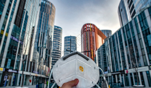 空气面具城市背景下的N95口罩背景
