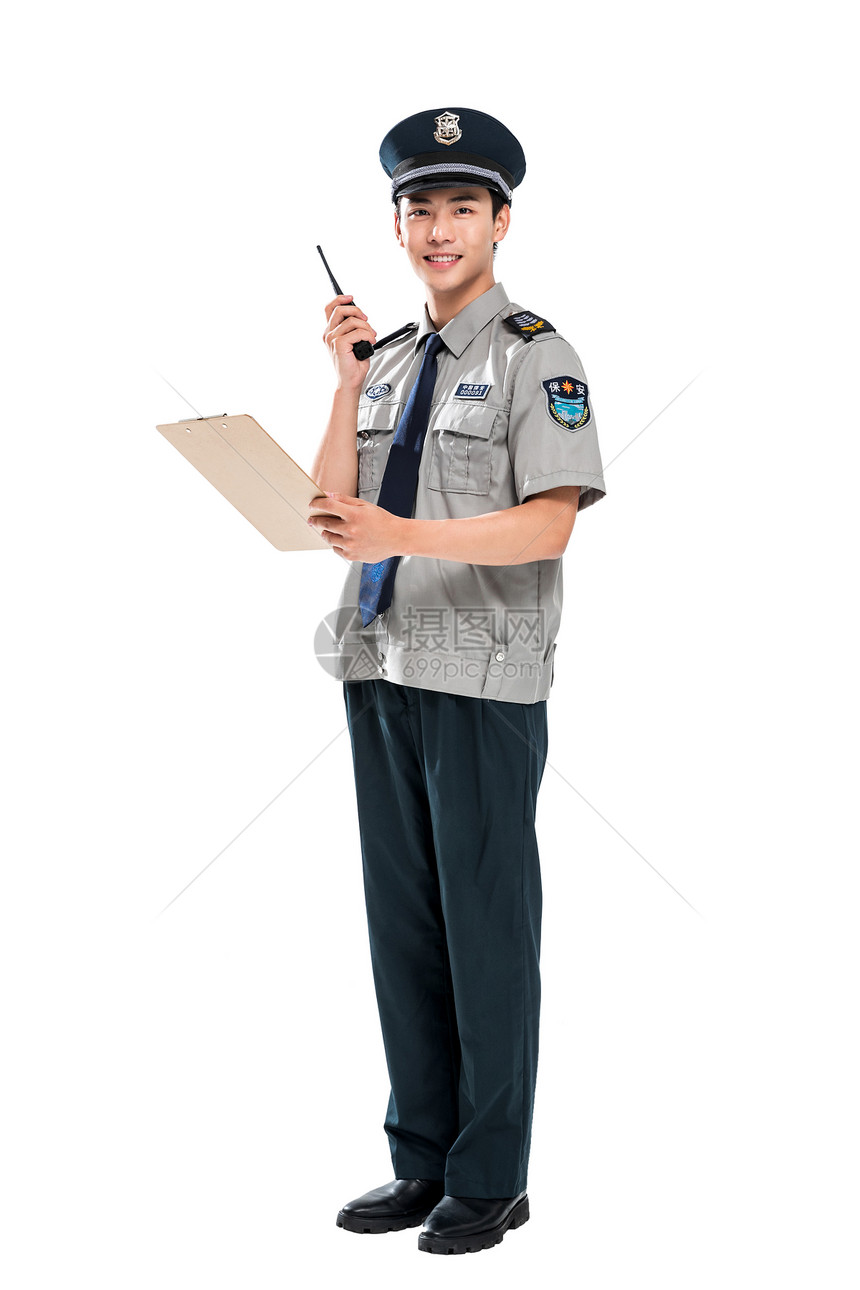 说话热情男人年轻男保安在工作图片