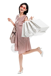 拎着包的女人青年女快乐购物背景