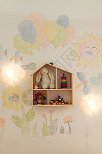 兔子气球儿童毛绒玩具样板间室内墙壁背景
