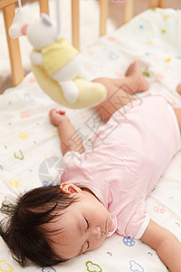 家庭生活婴儿床亚洲宝宝睡觉图片