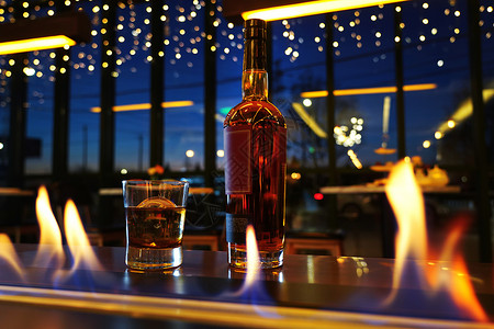 酒瓶设计素材火豪华酒店窗户餐厅背景