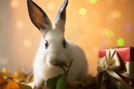 家兔生肖灯光可爱的小兔子图片
