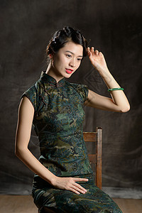 中国画装饰上流社会古典式名媛背景