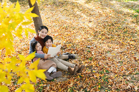 秋季健康教育美好的家庭一起秋季出游度假背景