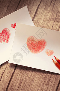 画笔四个物体心型情人节静物背景图片