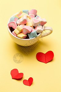 黄色爱心装饰甜食彩色图片垂直构图软糖背景