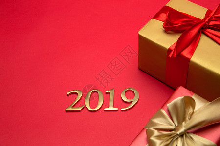 2019跨年盛典圣诞节华丽的缎带新年礼物背景