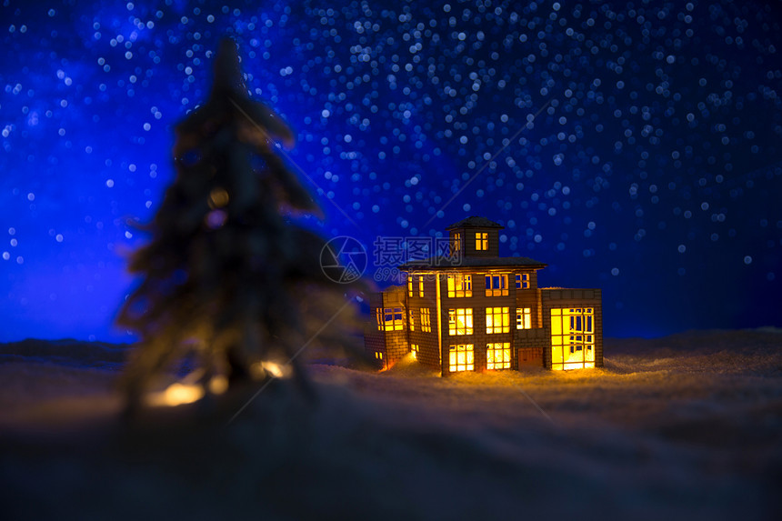 房子雪景摄影圣诞图片