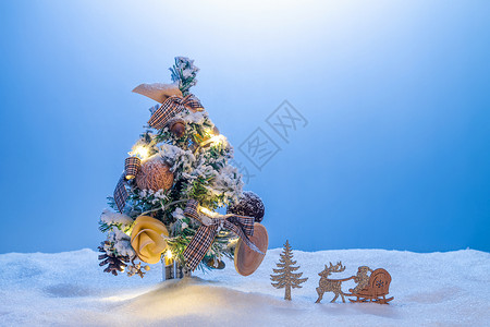 雪橇ps素材无人蝴蝶结新年圣诞节静物背景