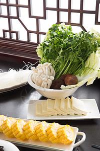 蔬菜豆腐火锅美味的老北京火锅背景