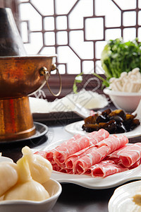 美味的老北京涮羊肉火锅背景图片