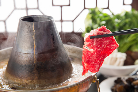肥锅肉美味的老北京涮羊肉火锅背景