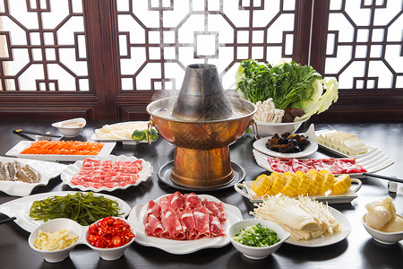 火锅文化团圆饭传统饮食涮羊肉背景