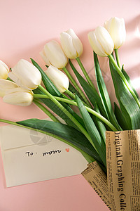 母亲节感谢贺卡和花朵背景图片