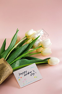 绿色清新标签母亲节感谢贺卡和花朵背景