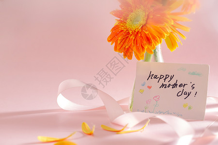 橙色毛绒字母庆祝菊花节日母亲节静物背景