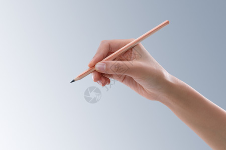 灰色3d视觉图片视觉效果仅一个人传统手拿铅笔背景