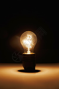 电力创意黑暗中的电灯泡背景
