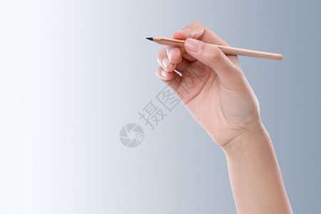 亚洲人留白创造力手拿铅笔图片