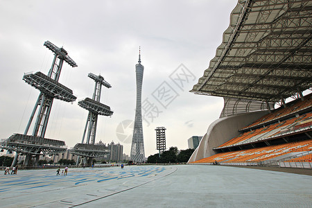 广州体育中心广州珠江新城城市建筑背景