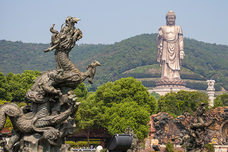 白昼雕像旅行江苏省无锡灵山大佛背景图片